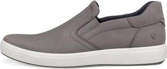 Ecco Mens Soft 7 Nubuck Slip-On Shoe In Steel/steel