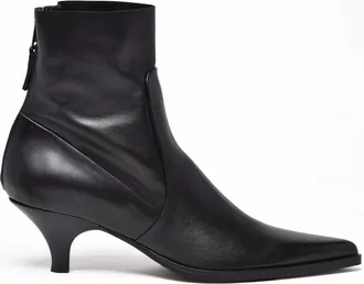 Elena Iachi Black Leather Zip Ankle Boots