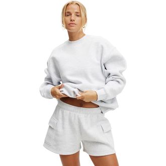 Cotton On Womens Active Plush Crew Sweatshirt in Cloudy Grey Marle at Nordstrom, Size X-Large