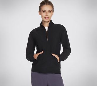 Skechers Rollkragenpullover SKECHERS GOLUXE RIB 1/4 ZIP, Damen, Gr. XXL, schwarz, Obermaterial: 83% Polyester, 17% Elasthan, Pullover Rollkragenpullover