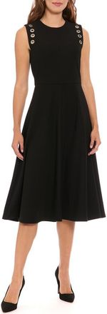 London Times Ottoman Grommet Sleeveless Midi Dress in Black at Nordstrom Rack, Size 10