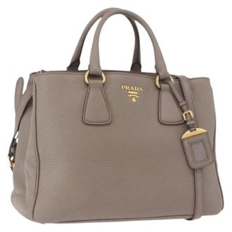 Prada Pre-owned Hand Bag - Dames - Pre-owned - Grijs - Maat: ONE Size Leer