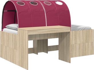 vidaXL Cama Con T&uacute;nel 3 Uds. Roble Sonoma Y Rojo Madera De Ingenier&iacute;a Vidaxl