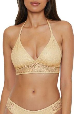 BECCA by Rebecca Virtue Polished Halter Bikini Top in Gold at Nordstrom Rack, Size Small