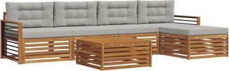 vidaXL Conjunto De Sof&aacute;s De Exterior 6 Uds. Gris Natural Y Claro Vidaxl