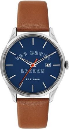 Ted Baker Leytonn Leather Strap Watch, 40mm in Tan at Nordstrom Rack