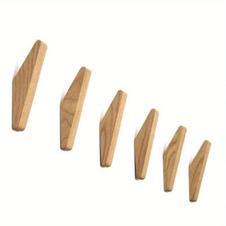 OEM Juego De 6 Ganchos De Pared De Roble Perchero Multifuncional Dise&ntilde;o Minimalista Ideal Para Ba&ntilde;o, Pasillo Y Dormitorio