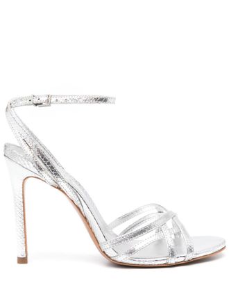 Schutz 110mm snakeskin-effect leather sandals - women - Calf Leather/Calf Leather/Polyurethane/Calf Leather - 37 - Silver