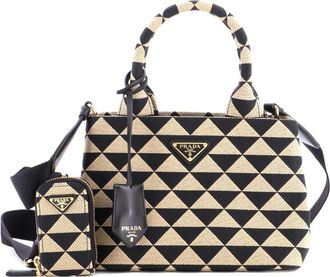 Prada Symbole Jacquard Small tote bag - Zwart