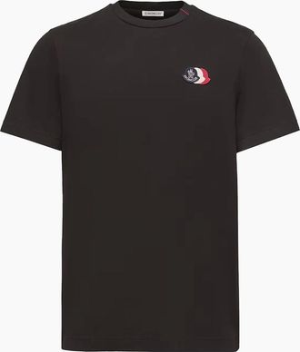 Moncler Mens Triple Logo Cotton T-Shirt Black - Size: 46
