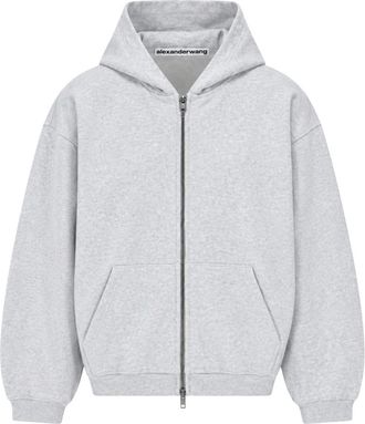 Alexander Wang Hoodie met Kristalversiering en Ritssluiting - Dames - Sweatshirts & Hoodies - Grijs - Maat: XS Katoen