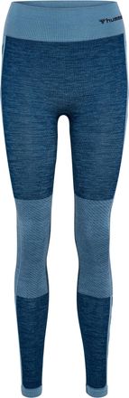 Hummel Leggings HUMMEL HMLCLEA SEAMLESS MID WAIST TIGHTS, Damen, Gr. L (40), N-Gr, navy peony, faded denim, Obermaterial: 57% Polyamid, 30% Polyester, 13% El