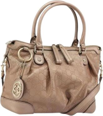 Gucci Pre-owned Handbags, female, Pink, Size: ONE SIZE Pre-owned Vintage GG Canvas Hand Bag