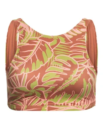 Roxy Crop-Bikini-Top ROXY Roxy Pro The Pop Up, Damen, Gr. XS, Cup B, rosa (quartz rose las palmas), Obermaterial: 78% Polyamid, 22% Elasthan;, Bikini-Obert