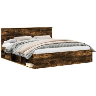 vidaXL Bed Frame Smoked Oak 200 x 200 cm Engineered wood vidaXL