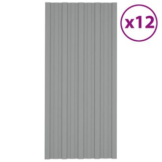 Berkfield Home Roof Panels 12 pcs Galvanised Steel Grey 100x45 cm
