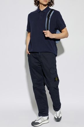Stone Island Polo With Logo Patch, Mens, Navy Blue