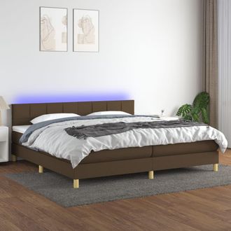 vidaXL Vidaxl - Cama Box Spring Con Colch&oacute;n Led Tela Marr&oacute;n Oscuro 200x200 Cm