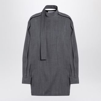 Jil Sander Grey Wool Shirt With Scarf