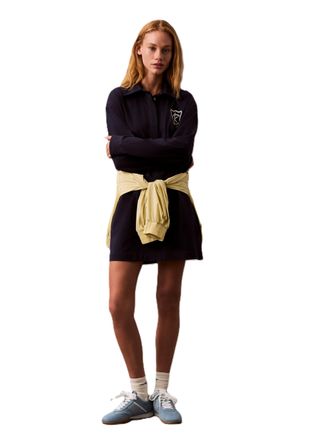 Calvin Klein Womens Logo Crest Polo Mini Dress, Baritone Blue, L