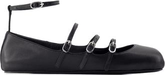 Alexander McQueen Womens Cage Ballet Flat Black Calfskin