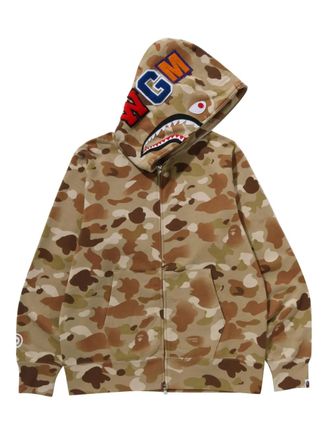 A Bathing Ape camouflage-pattern zip-fastening hoodie - men - Cotton - S - Neutrals