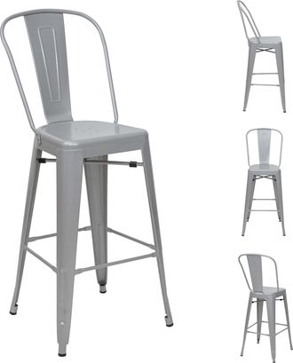 Hhg Hhg - Nunca Usado] Juego De 4 Taburetes De Bar 866, Taburete De Bar Taburete De Bar Con Respaldo, Metal Dise&ntilde;o Industrial, Gris