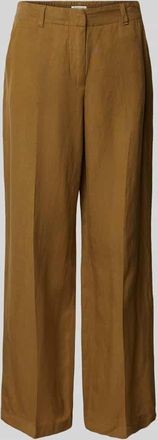 Tom Tailor Loose Fit Weite Hose aus Leinen-Viskose-Mix in Oliv, Gr&ouml;&szlig;e 40/32