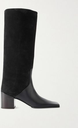 Alaia Stivali In Pelle Testurizzata E Camoscio - Nero