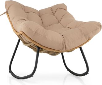 Costway Costway Sedia A Dondolo Da Esterno Sedia A Dondolo Sedia A Dondolo In Vimini Poltrona Lounge In Rattan Con Cuscino Sedia Per Interno Sedia Lounge Da P