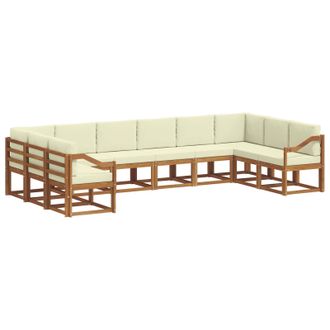vidaXL Conjunto De Sof&aacute;s De Exterior Con Coj&iacute;n 10 Pcs Natural Y Crema Vidaxl