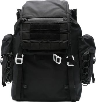 sacai drawstring flap backpack - Black