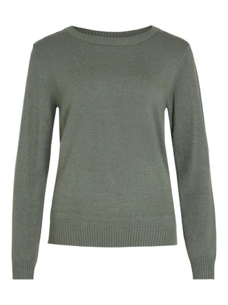 Vila Female Knitted Crew Neck Jumper, Laurel Wreath/Detail:Dark Melange, XXL