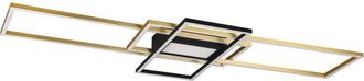 Trio irvine plafoniera led 60W 7100lm, 3000 - 6500K 3 rettangoli ottone e nero con luce centrale con telecomando multifunzione regolazione