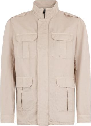 Herno Elegante Praktische Jas - Heren - Zomerjassen - Beige - L - Katoen - Jassen