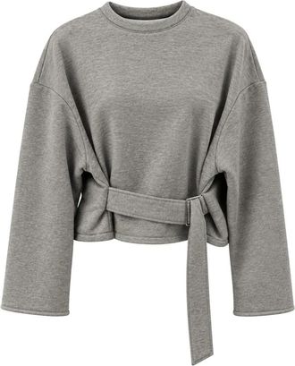 Weili Zheng Felpa girocollo garzata con cintura in vita regolabile - - Sweatshirts & Hoodies - Donna - Grigio - S
