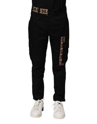 Dolce & Gabbana Mens Black Cotton Cargo Casual Pants Elastane