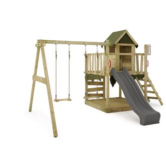 Fatmoose Parque Infantil De Madera Fatmoose Jazzyjungle Jam Con Columpio Y Tobogan En Antracita