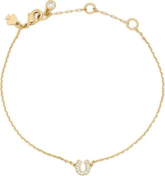 Kate Spade New York pav&eacute; horseshoe charm bracelet in Clear/Gold at Nordstrom
