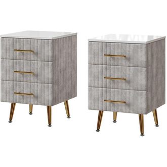 Vicco Mesilla De Noche Velia, Gris, 41 X 62 Cm Lote De 2