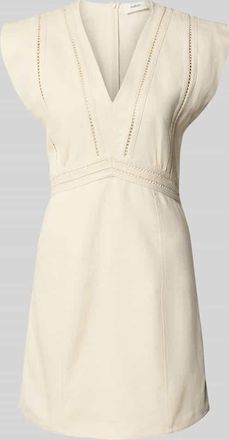 BA&SH Minikleid mit V-Ausschnitt Modell NARIA in Ecru, Größe 34