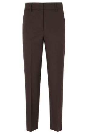Seventy Brown Straight-Leg Virgin Wool-Blend Formal Pants