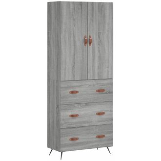 vidaXL Vidaxl - Aparador Alto Madera Contrachapada Gris Sonoma 69,5x34x180 Cm