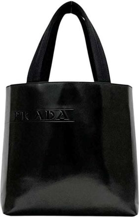 Prada Black Leather Handbag Tote Bag (Pre-Owned)