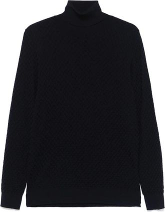 Goes Botanical Navy Blue Merino Wool Sweater - Heren - Coltruien - Blauw - XL - Wol - Truien & Vesten