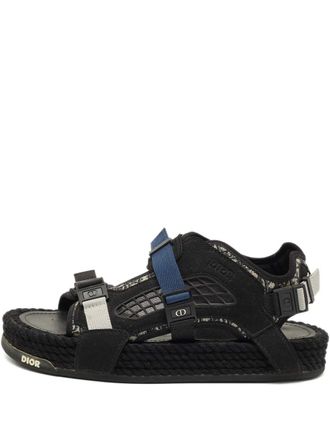 Dior jacquard slingback sandals - men - Fabric/Fabric/Rubber/Calf Leather - 41 - Black
