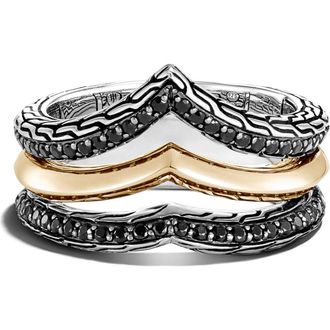 John Hardy Tiga Multirow Ring in Silver/Black Sapphire/Gold at Nordstrom Rack, Size 6
