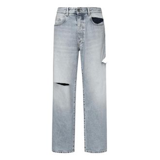 Icon Denim Los Angeles Straight Fit Jeans, male, Blue, W31, Blue Denim Jeans with Cut-out Details