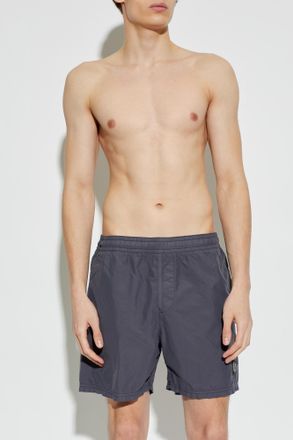 Stone Island Swim Shorts With Logo, Mens, Navy Blue