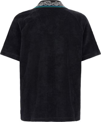 Casablanca Towelling Cotton Polo Shirt - Black